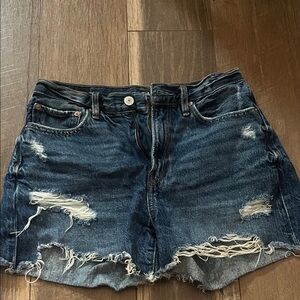 American Eagle Outfitters Dark Blue Distressed Jean Shorts